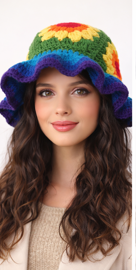 Flower Ruffle Bucket Hat XL