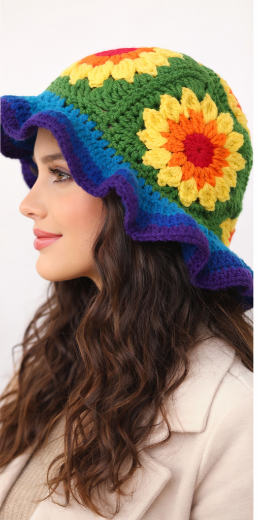 Flower Ruffle Bucket Hat XL